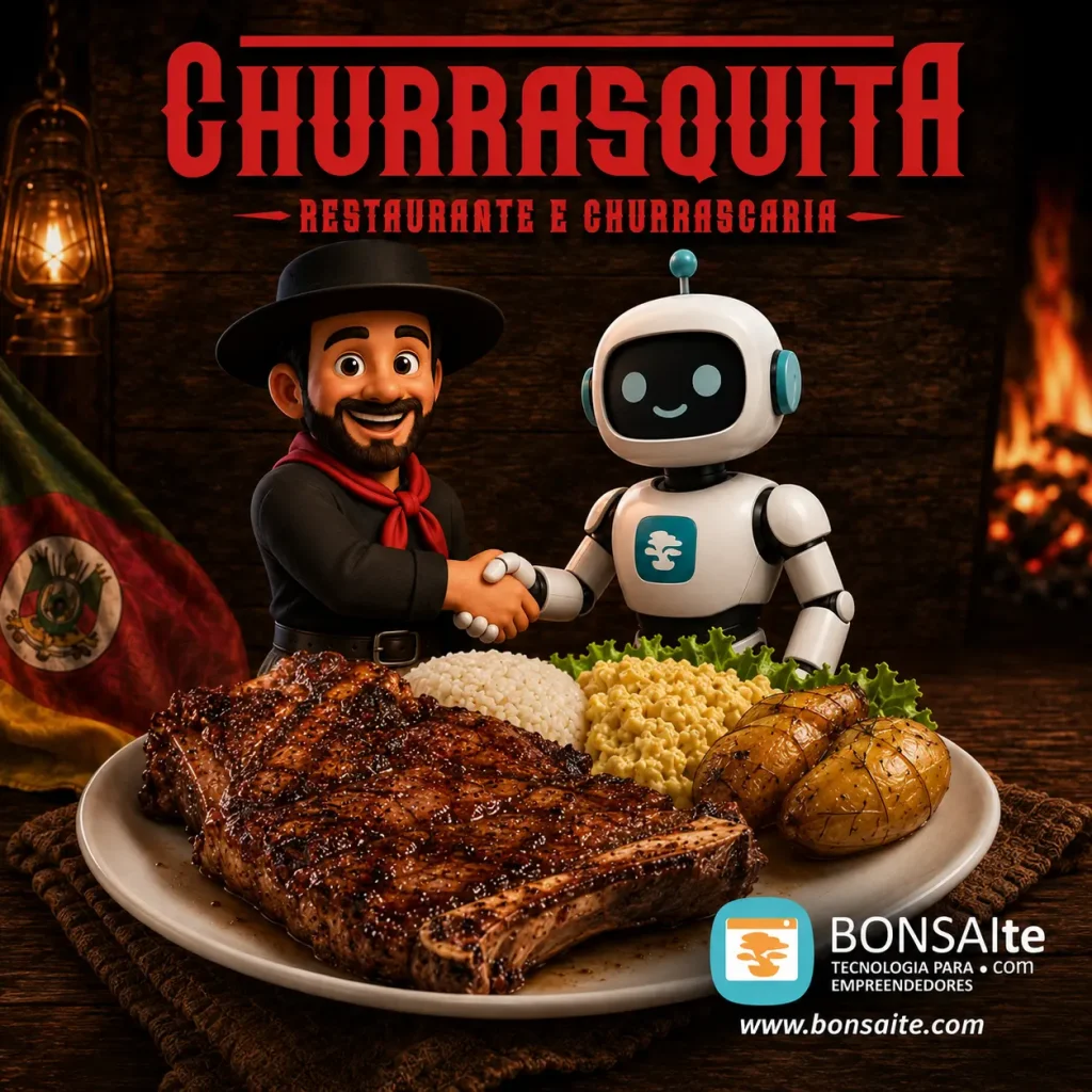 Tradição gaúcha, gastronomia e tecnologia integradas à presença digital da Churrasquita.